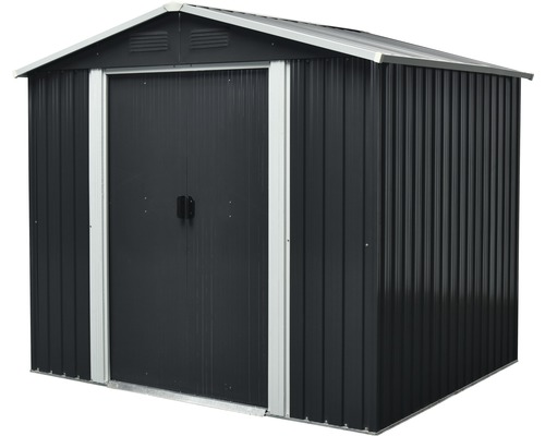 Kovová zahradní chatka s dvoukřídlými dveřmi