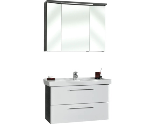 Koupelnový set s umyvadlovou skříňkou, umyvadlem a zrcadlovou skříňkou