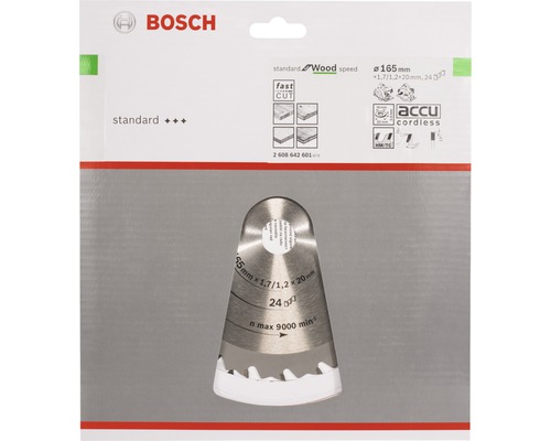 Pilový list Bosch Standard for Wood, průměr 165 milimetrů