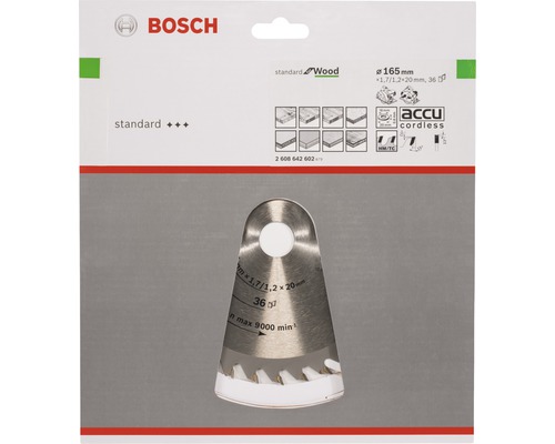 Pilový kotouč Bosch Standard for Wood, průměr 165 milimetrů