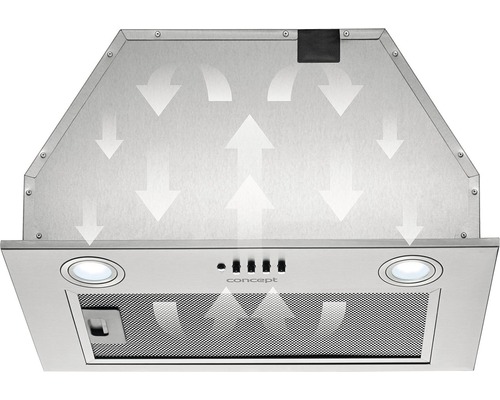 Odsavač par se šipkami znázorňujícími proudění vzduchu