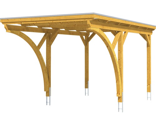 Dřevěný přístřešek pro auto se sedlovou střechou k montáži