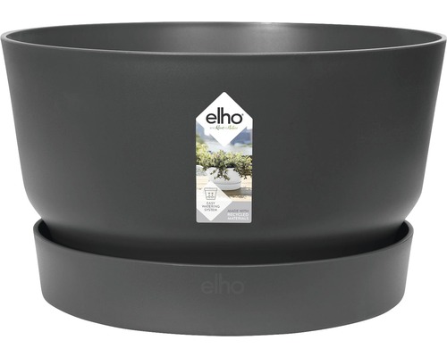 Tmavý kulatý květináč s podšálkem