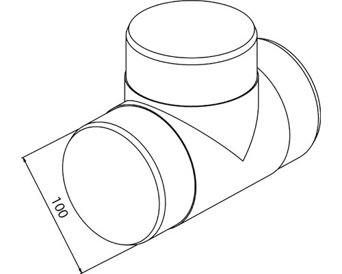 T-kus trubkového konektoru o velikosti 100