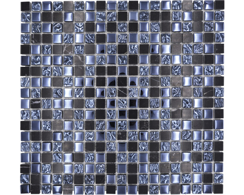 Skleněná mozaika s přírodním kamenem XCM M860 30,5x32,5 cm černá