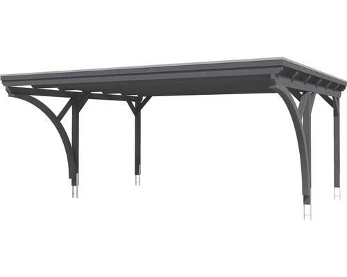 Volně stojící dřevěný přístřešek pro auto s rovnou střechou