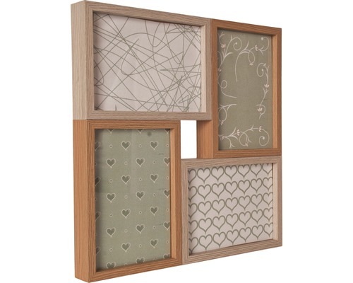 Vícenásobný fotorámeček pro čtyři fotografie s dřevěným rámem