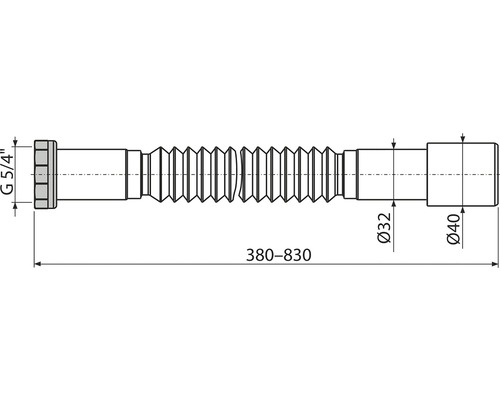 Technický nákres vlnité trubky s rozměry