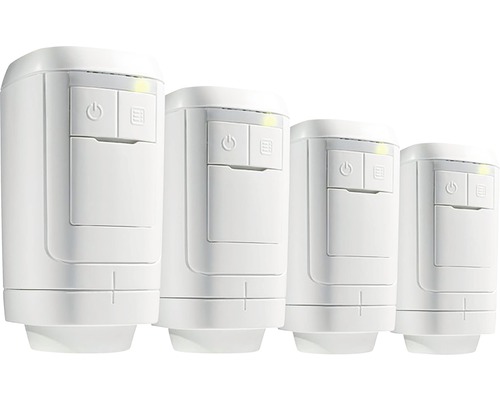 Čtyři bílé termostatické ventily