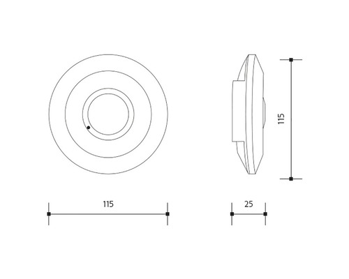 Technický výkres nástěnné lampy s rozměry v milimetrech.