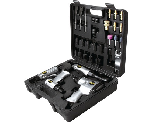 Stanley Logo Pneumatická sada nářadí s různým nářadím a příslušenstvím v černém plastovém kufříku