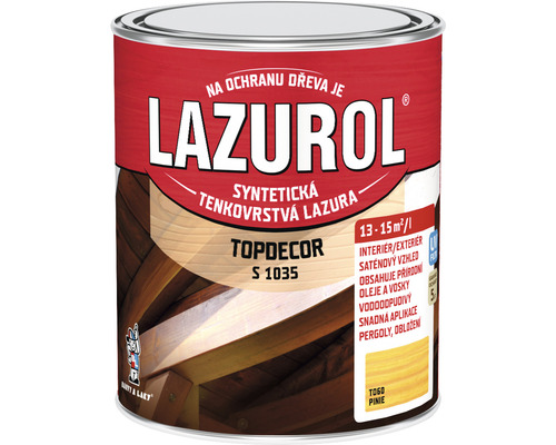 Lazura na dřevo Lazurol Topdecor S1035 T60 pinie 0,75 l Lazurol lazura na dřevo plechovka, vhodná do interiéru i exteriéru