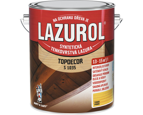 Lazura na dřevo Lazurol Topdecor S1035 T60 pinie 2,5 l Lazurol tenkovrstvá lazura na ochranu dřeva pro interiér a exteriér