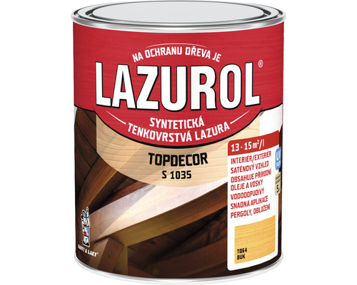 Lazura na dřevo Lazurol Topdecor S1035 T64 buk 0,75 l Lazurol Topdecor lazura na dřevo v kovovém kbelíku