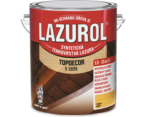 Lazura na dřevo Lazurol Topdecor S1035 T64 buk 2,5 l Lazurol Topdecor tenkovrstvá lazura na dřevo pro interiér a exteriér