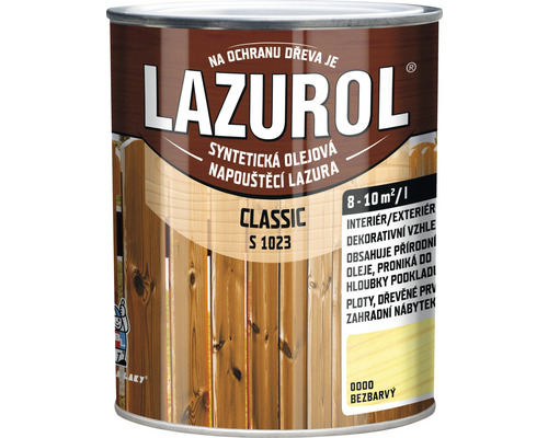 Lazura na dřevo Lazurol Classic S1023 bezbarvá 0,75 l-0