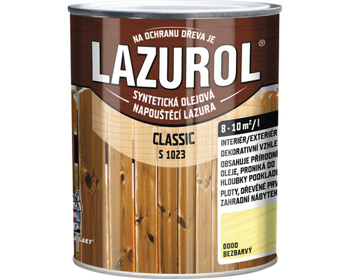 Lazura na dřevo Lazurol Classic S1023 bezbarvá 0,75 l Lazurol syntetická olejová lazura na dřevo pro interiéry a exteriéry