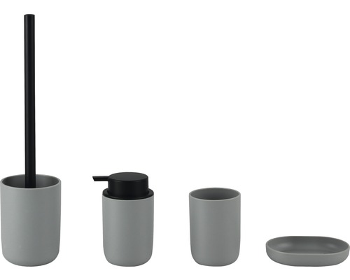 Set koupelnových doplňků Form & Style 4dílný šedočerný