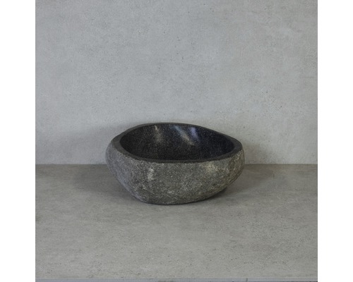 Umyvadlo na desku Sanox Riverstone S granit přírodní kámen šedá 30 x 30 x 15 cm 12108010