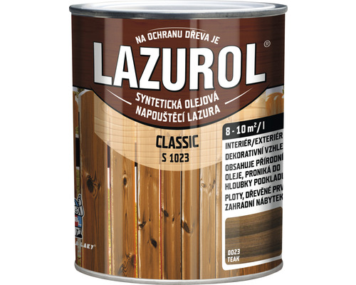 Lazura na dřevo Lazurol Classic S1023 teak 0,75 l