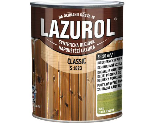 Lazura na dřevo Lazurol Classic S1023 zelená jedlová 0,75 l