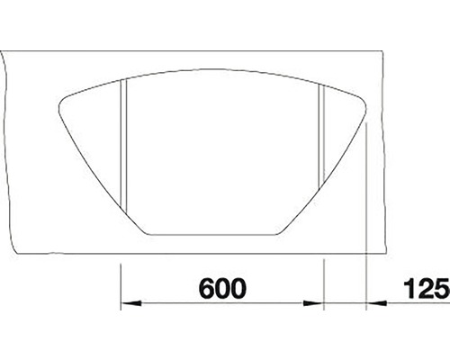 Schematický pohled na stavební prvek s rozměry 600 a 125.