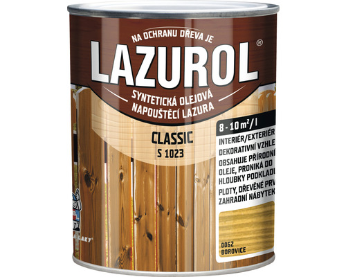 Lazura na dřevo Lazurol Classic S1023 borovice 0,75 l Lazurol olejová lazura na dřevo Classic v plechovém kbelíku