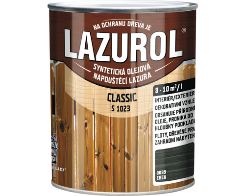 Lazura na dřevo Lazurol Classic S1023 eben 0,75 l Lazura na ochranu dřeva v plechovce