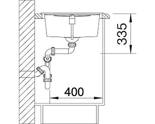 Nákres dřezu s rozměry pro instalaci