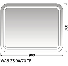 Zrcadlo do koupelny s osvětlením Intedoor Wave 90 x 70 cm WA5 ZS 90/70 TF-thumb-0