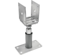 Nastavitelná kovová patka sloupku s upevňovacími deskami a závitovou tyčí