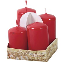 Sada adventních svíček, čtyři červené sloupové svíčky v kartonové krabici