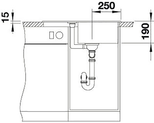 Instalační výkres dřezu s rozměry
