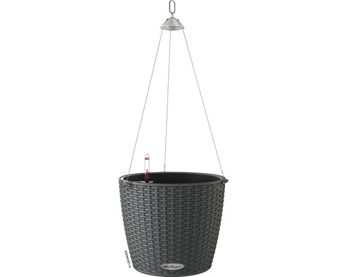 Závěsný samozavlažovací květináč Lechuza Nido Cottage plastový Ø 27 v. 23 cm šedý Závěsný květináč se zavlažovacím systémem a ukazatelem hladiny vody