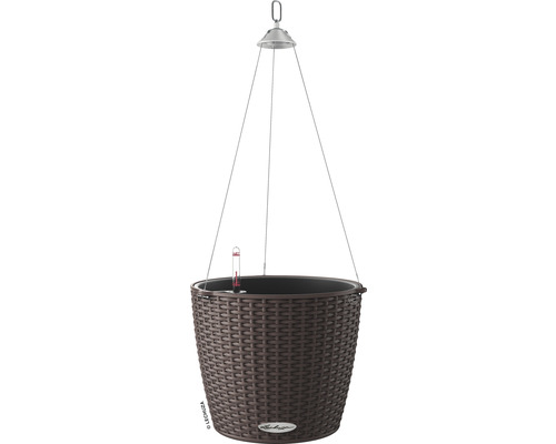 Závěsný samozavlažovací květináč Lechuza Nido Cottage plastový Ø 27 v. 23 cm hnědý Závěsný květináč se zavlažovacím systémem a ukazatelem hladiny vody