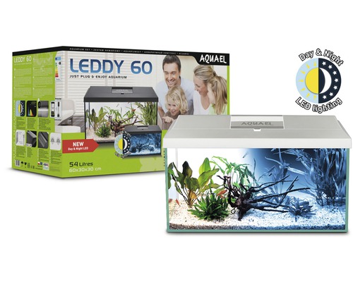 Aquael Leddy 60 akvarijní set s denním a nočním LED osvětlením, 54 litrů