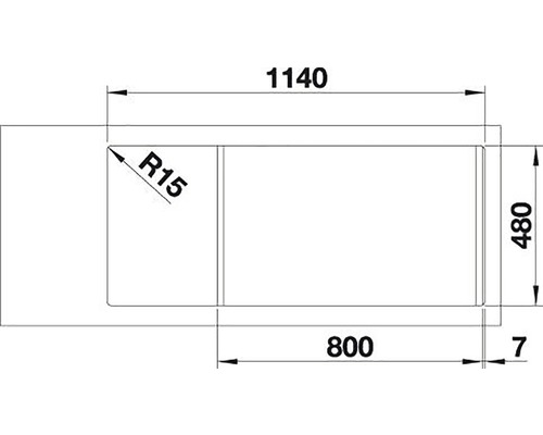 Technický výkres s rozměry produktu, délka 1140, šířka 480