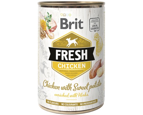 Konzerva pro psy Brit Fresh Chicken with Sweet potato 400 g Konzerva pro psy Brit s kuřecím masem a batáty