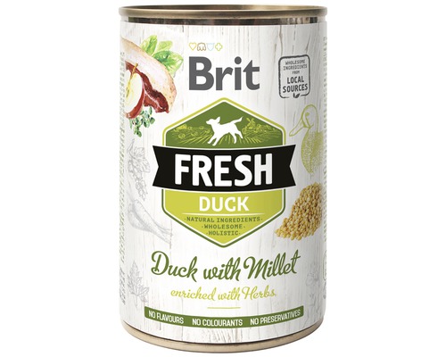 Konzerva pro psy Brit Fresh Duck with Millet 400 g Brit Fresh Kachna krmivo pro psy s prosem v konzervě