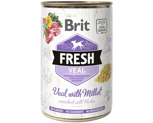 Konzerva pro psy Brit Fresh Veal with Millet 400 g Brit mokré krmivo pro psy s čerstvým telecím a prosem v konzervě