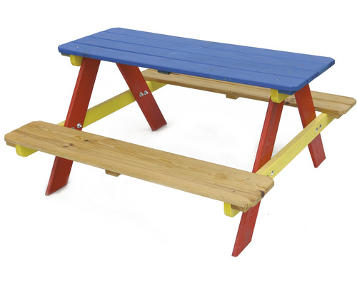 Dětský zahradní nábytek PIKNIK barevná souprava stolek a 2 lavice