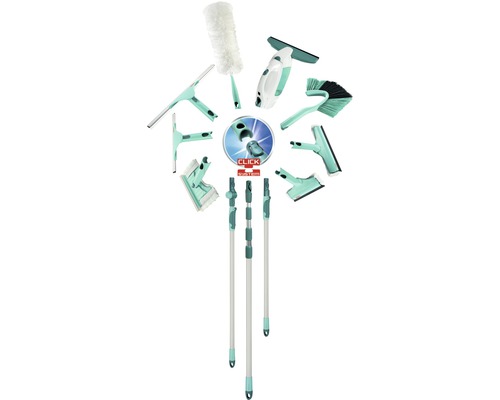 Čisticí sada Leifheit s teleskopickou tyčí a různými nástavci pro okna a povrchy