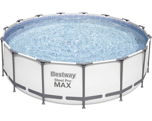 Nadzemní bazén rámový Bestway Steel Pro MAX™ Ø 457x122 cm s pískovou filtrací, schůdky a zakrývací plachtou světle šedý
