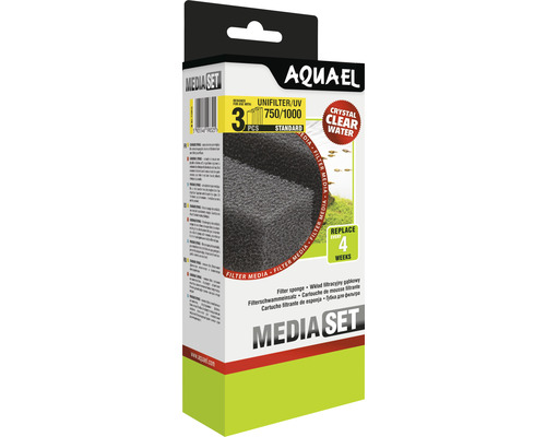 Filtrační houba AQUAEL pro Unifilter 750/1000 3 ks AQUAEL Media Set pro akvarijní filtry, balení po třech kusech