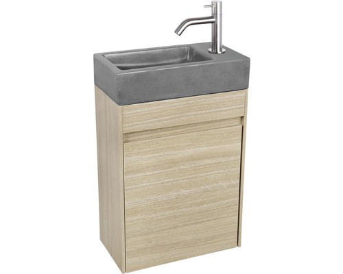 Umyvadlová sestava s betonovým umyvadlem a spodní skříňkou