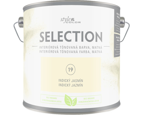 Barva na zeď StyleColor Selection Indický jasmín žlutá 2,5 l Kbelík s tónovanou interiérovou barvou, matný
