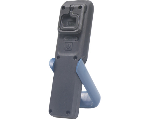 Zadní strana LED pracovní lampy s hákem a stojanem