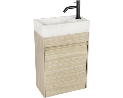 Kombinace umyvadla s umyvadlem na desku z mramoru a spodní skříňkou s dvířky