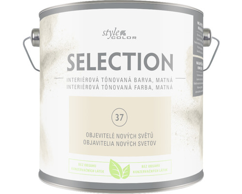 Barva na zeď StyleColor Selection Objevitelé světa krémová 2,5 l Kbelík s tónovanou interiérovou barvou mat