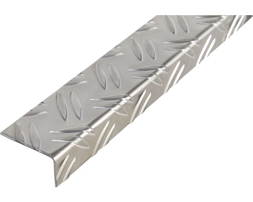 Alu L profil rýhovaný plech 53,6x29,5x1,5mm délka 1m Schodový profil z hliníku s vroubkovaným plechem